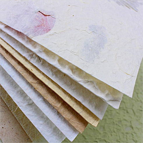 Textured Handmade Paper Sheets for Crafts, A5 Thick Rough Mulberry Recycled Scrapbook Papers for Card Making, Mixed Media, Embossed, DIY Junk Jour...