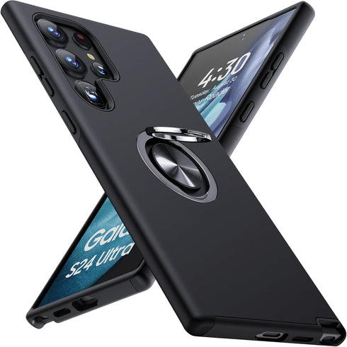 JAME for Samsung Galaxy S24 Ultra Case, Slim Fit Shockproof Protective S24 Ultra Case, with Ring Holder Kickstand, Military-Grade Protection Phone...