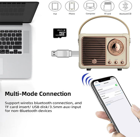 Retro Bluetooth Speaker Wireless Mini Speaker,Bluetooth Speaker with Crystal Clear Stereo Sound Rich Bass,Portable Bluetooth Speaker for iPhone,An...