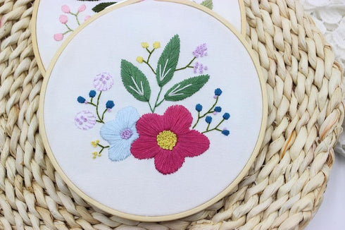 Stamped Embroidery Starters Kits with Pattern for Beginners Beautifful Flowers with Hoops Cloth Threads Needlework Art Cross Stitch Kits for Adult...