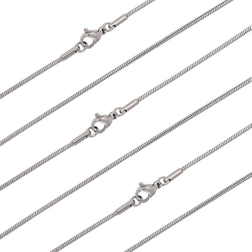 arricraft 10PCS 18 Inches Stainless Steel Chains with Lobster Claw Clasps 1.5mm Snake Chains for Necklace DIY Jewelry Making-Stainless Steel Color...