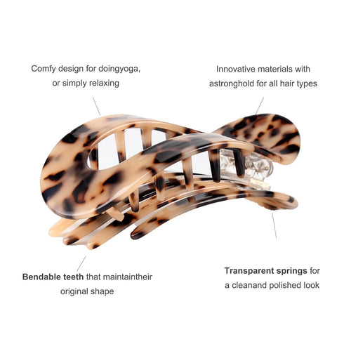Flat Hair Clips for Women Flat Claw Clips for Medium Thick Hair Tortoise Flat Clips for Hair Medium Hair Clips Strong Grip, Comfortable Curved for...
