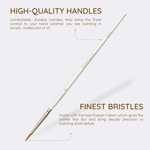 MyArtscape Artist Supplies Miniature Paint Brushes, Set of 12 for Detail & Fine Point Painting - use with Acrylic, Watercolor, Oil, Gouache - for ...