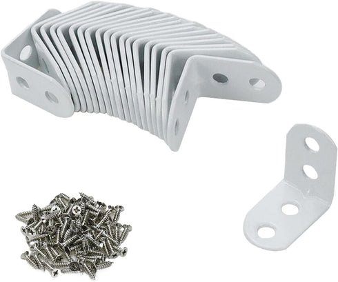 20pcs Iron L Bracket Joint Right Angle Bracket Heavy Duty Shelf Braces for Floating Shelf Wood Table Top, White (29x29x18mm )...