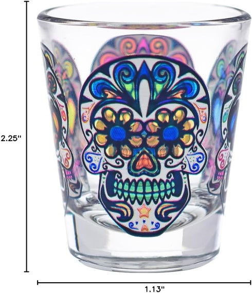 Culver Sugar Skulls Decorated Shot Glasses, 1.75-Ounce, Set of 4...