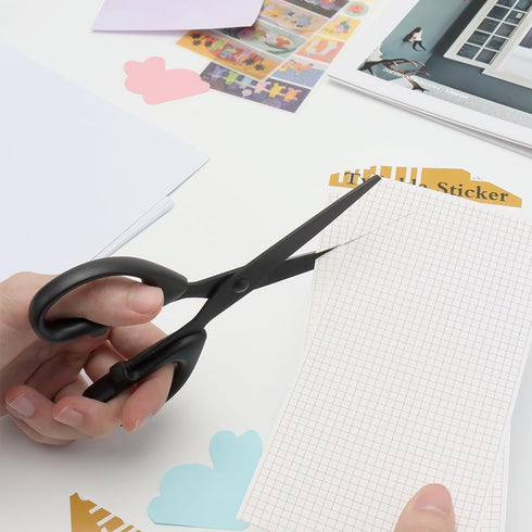 Office Scissors 6" Black Metal All Purpose Straight Small Scissors Stainless Steel Sharp Blades ABS Non-Slip Handles Scissors for Paper Student De...