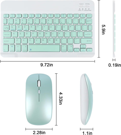 Bluetooth Keyboard and Mouse Combo Ultra-Slim Portable Rechargeable Compact Wireless Mouse Keyboard Set for Pad/iPad Pro/iPad Mini/iPad Air Mac OS...