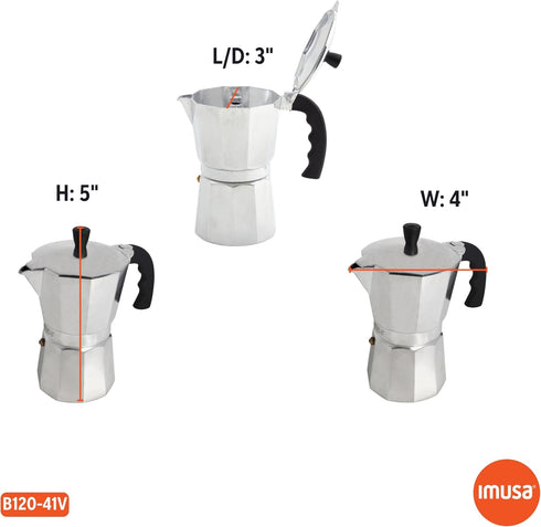 IMUSA USA B120-41V Aluminum Espresso Stovetop Coffeemaker 1-cup, Silver...