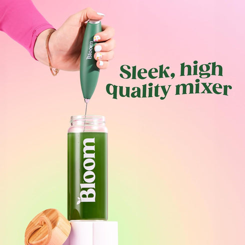 Bloom Nutrition Milk Frother, Hand Mixer, Electric, Handheld Drink Stirrer, Frothing Wand, Foam Maker for Coffee, Matcha, Protein, Greens, Stainle...