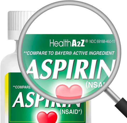 HealthA2Z® Aspirin 81 mg | Low Strength | Enteric Coated | Pain Relief | Reduces Minor Aches Muscle Pain & Cramps | Fever Reducer | Reduces Headac...