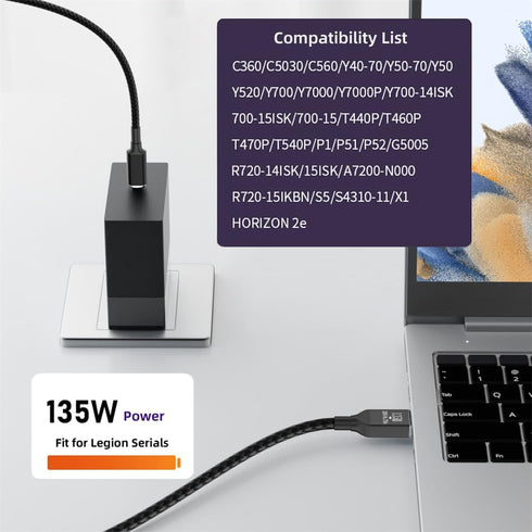 NFHK Type-C USB-C 135W to DC Rectangle 11.0 * 4.5mm Power PD Charge Cable for Thinkpad X1 Legion Y7000P Laptop DC20V 6.25A......