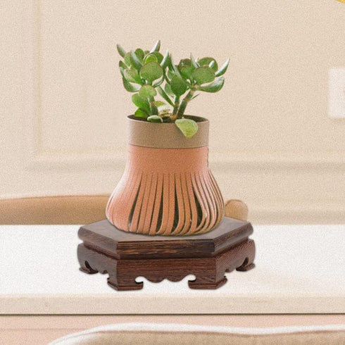 GANAZONO Wood Planter Riser 2pcs Wood Stool Rustic Plant Stand Chinese Style Planter Pedestal Flower Pot Display Rack Tabletop Fish Tank Base Hand...