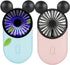Cute Personal Mini Fan, Handheld & Portable USB Rechargeable Fan with Beautiful LED Light, 3 Adjustable Speeds, Portable Holder, for Indoor Or Out...