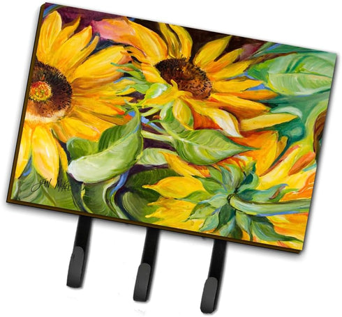 Caroline's Treasures JMK1122TH68 Sunflowers Leash or Key Holder, Wall Hooks, Key Hooks Holder, Coat Rack Wall Mount, Coat Hooks, Hooks for Hanging...