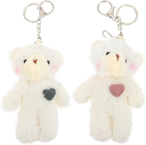 2pcs Plush Bear Keychain Teddy Bear Keychain Aniaml Key Ring Hanging Ornament Plush Stuffed Animal Car Key Holder for Girls Women...