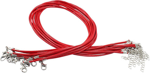 10 Pieces 2mm Red Leather Cord Necklace with Lobster Clasp Ideal for Jewelry Making, Pendants, and Bracelets DIY Projects Beading Supplies...