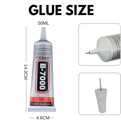 B-7000 Clear Glue for Rhinestones Crafts, Clothes Shoes Fabric, B7000 High Viscosity Glues for Cell Phone Screen Repair Jewelry Stone Metal Nail A...