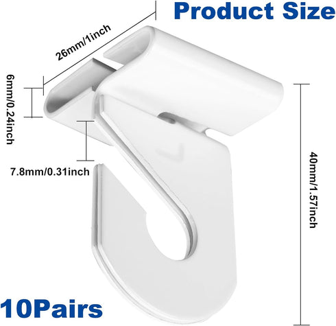White Suspended Ceiling Hooks 10 Pairs Metal Ceiling Hanging Hook,Ceiling Grid Clips for Offices Home Plants Decorations,T-Bar Suspended Ceiling H...