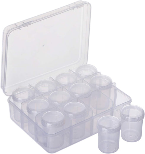 Segbeauty Gem Organizer Box, Clear Bead Container 12 Compartments with Secure Lids, Empty Plastic Display Case Jewelry Organizer Transparent Nail ...
