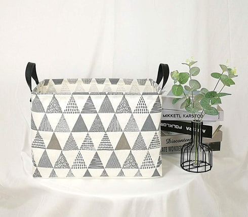 KUNRO Rectangle Toy Bin Waterproof storage organizer for Nursery Hamper Home decor Closet Kids Bedroom Laundry Baby Gift Shelf Baskets(Gray triang...