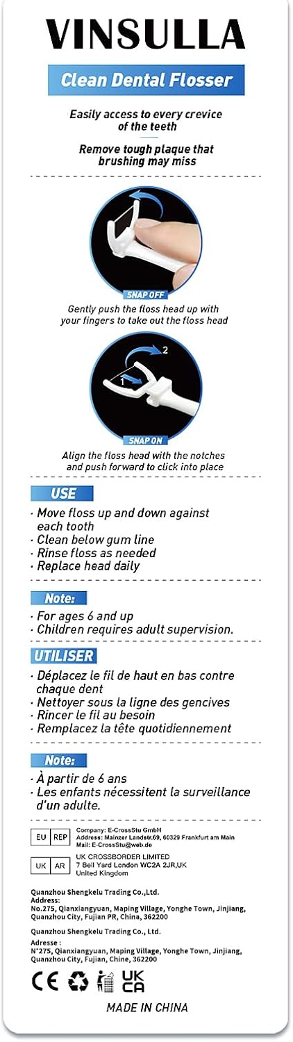 Dental Floss Clean Dental Flossers Kit with 1 Handles and 60 flosser refill heads Cool Mint Flavor...