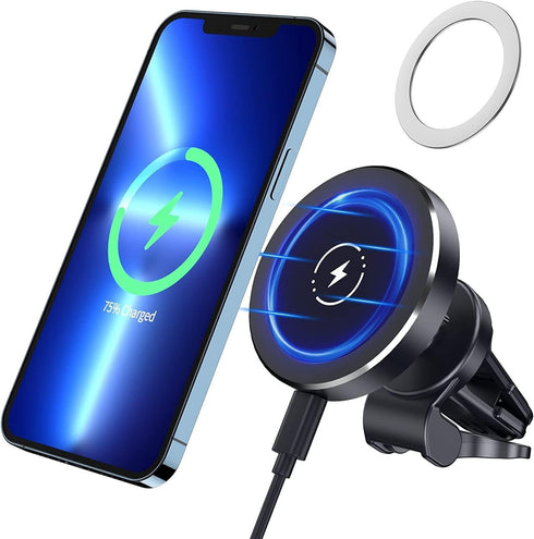 Magnetic Wireless Car Charger, DOODA 15W Fast Charging Wireless Car Air Vent Charger Compatible with iPhone 15/14/13 Pro/Pro Max//13 Mini,iPhone 1...