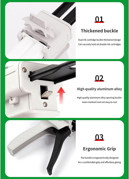 Dispensing gun AB glue gun 50ml two-component glue gun 2:1/1:1 epoxy glue gun dispensing gun, suitable for 1:1/2:1double cartridges, with 8pcs mix...