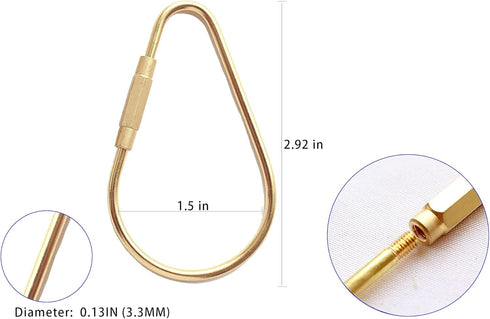 Dong Huang 3pcs Durable Brass Screw Lock Clip Key Ring for Keychains, Tear Drop Shape Keychain Clip, Simple Style Key Chains Women for Car Keys, C...