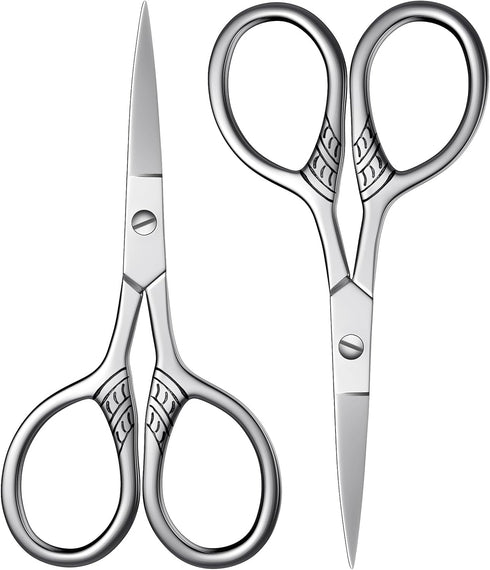 Professional Grooming Scissors, Small Scissors for Hair, Nose, Eyebrow Trimming, Facial, Mustache, Eyelashes. Precision Stainless Steel Scissors -...