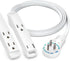 Maximm 360° Rotating Flat Plug Extension Cord 3-Outlet with USB-C and USB-A Ports 1FT, 3-Prong Flat Wire 16AWG, UL Certified (White)...