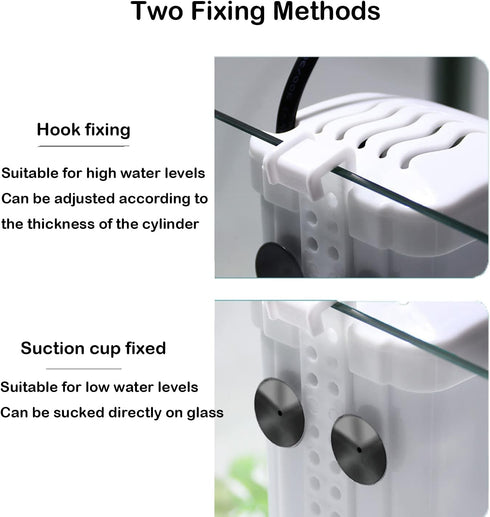 Aquarium Filter Fish Tank Filter for Turtle Tanks, Reptiles, Amphibians, Frog, Cichlids, Newt or Fish Tank Waterfall Flow Water Clean Pump (White ...