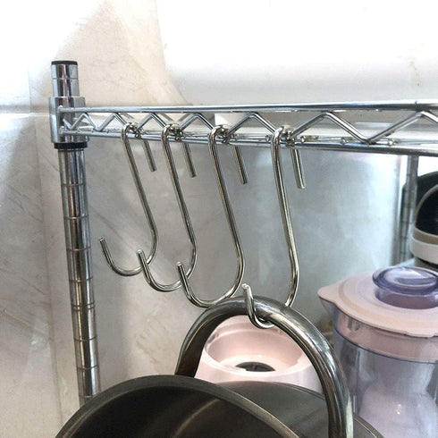 LQJ Pro Large S Hooks Anti-Rust Hang Iron Cast Pots and Pans from Wire Rack Shelf Narrow End Don't Come Off 7 Pack 3.7" Length Solid Metal Hang To...