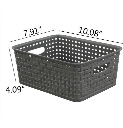 Idomy 6-Pack Plastic Storage Baskets/Bins, Rectangle...
