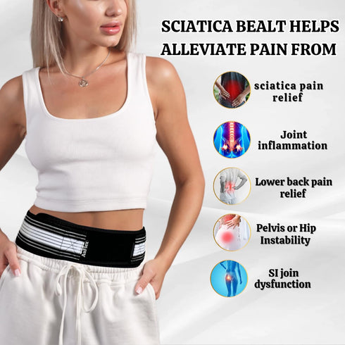 AuFlex™ Sciatica Pain Relief Belt - Flexi Back Belt- Lower Back Support Brace for Men and Women - Pelvic Support Belt - Trochanter Belt - Sciatica...