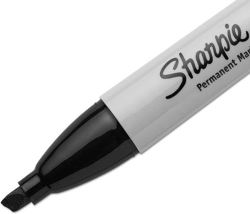 Sharpie 38264PP Permanent Markers, 5.3mm Chisel Tip, Black, 4/Pack...
