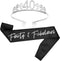 BLUE PANDA 40th Birthday Sash and Tiara for Women, Forty and Fabulous Party Decorations (Black Satin 40th Birthday Sash For Women)...