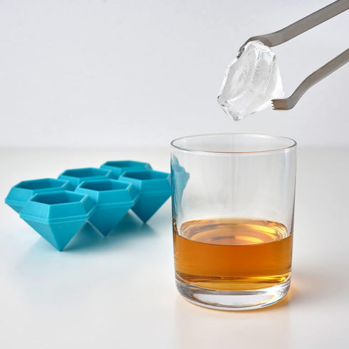 TrueZoo Diamond Silicone Mold Tray for Whiskey Bath Bombs Candy, Soap, and DIY Crafts, Dishwasher Safe, 1.75", Blue, Set of 1, Makes 6 Ice Cubes...