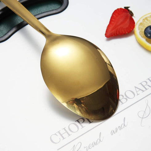 Gold Cooking Spoon, Berglander Stainless Steel Solid Serving Spoon Titanium Gold Plating, Basting Spoon, Spoon For Cooking, Kitchen Spoon, Dishwas...