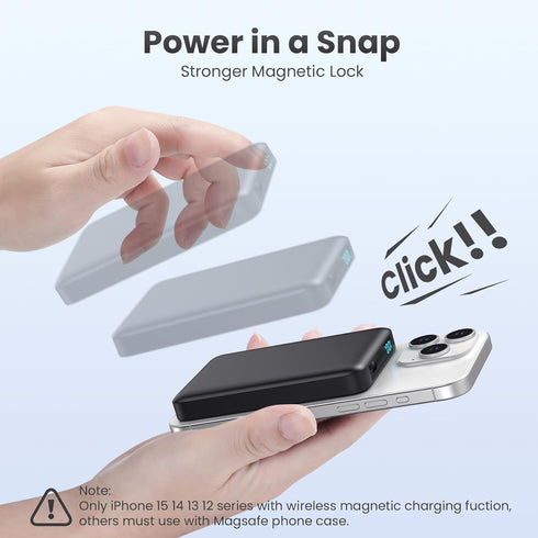 Magnetic Portable Charger Power Bank,Slim 5500mAh Wireless Power Bank,LCD Display External Battery Pack Compatible with Magsafe,iPhone 15/15 Pro/1...
