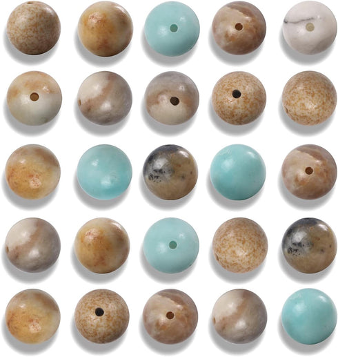 200Pcs 4mm Natural Smooth Amazonite Gemstone Beads Round Loose Stone Beads for Jewerly Making with Crystal Stretch Cord...