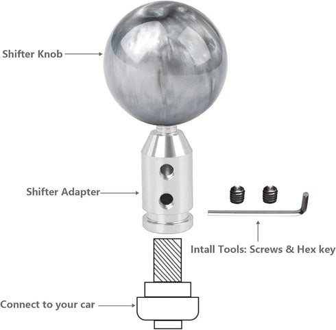 Shift Knob Shifter Adapter Universal Car Shift Knob Adapter Aluminum Alloy M10x1.5 Gear Shift Knob Adapter for Non-Threaded Manual Transmission,Ca...