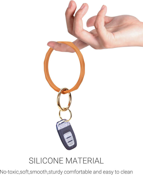 Mymazn Silicone Bangle Key Ring Bracelet Keychain holder for Women Girls Gift Wristlet Round Keyring...