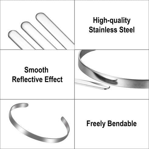 Hicarer 18 Pieces Bracelet Blanks Adjustable Cuff Bangle Bracelet Stainless Steel Blank Bracelet Bangle for DIY Jewelry Bangle Making, 1/5 x 6 Inc...