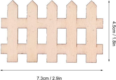 Tissting 100pcs Mini Wooden Fence Garden Wooden Crafts Lawn Fence DIY Wood Picket Wood Fence Mini Ornament for Miniature Fairy Garden Dollhouse(7....