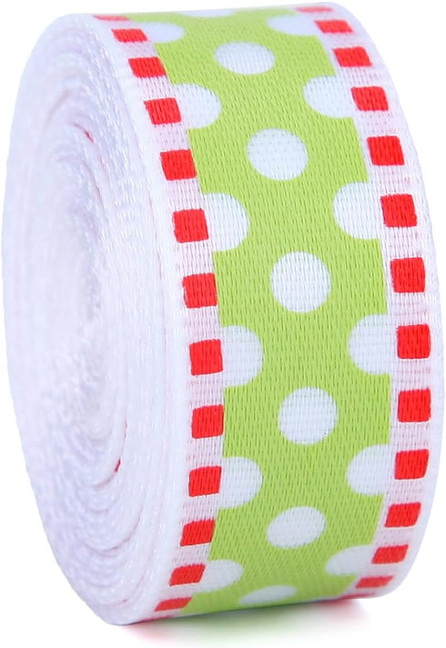 Red Green Ribbon 10 Rolls Total 50 Yards Christmas Craft Satin Ribbon Funny Cartoon Character Gift Wrapping Ribbon Decorative Ribbon for Xmas Tree...