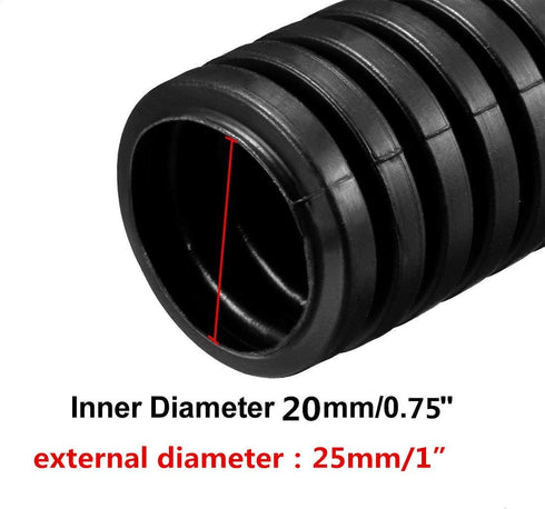 1.6M 0.75inch/20mm Inner Diameter Black Flexible Corrugated Tube Bellows Hose Wire Loom Tubing Wire Conduit – Black...