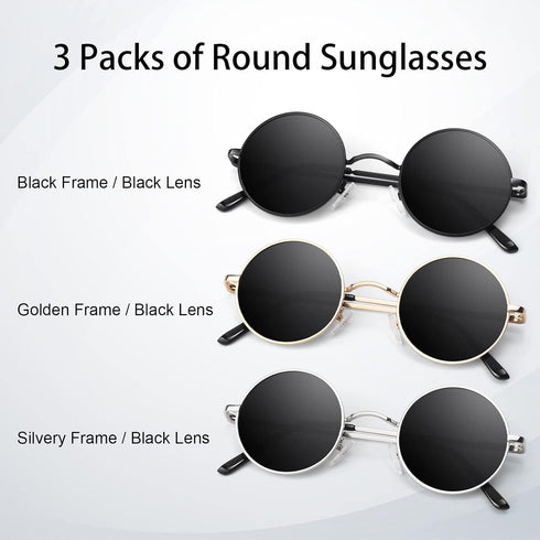 Round Polarized Sunglasses Men Women,Retro Metal Hippie Shades with 100% UV Protection...