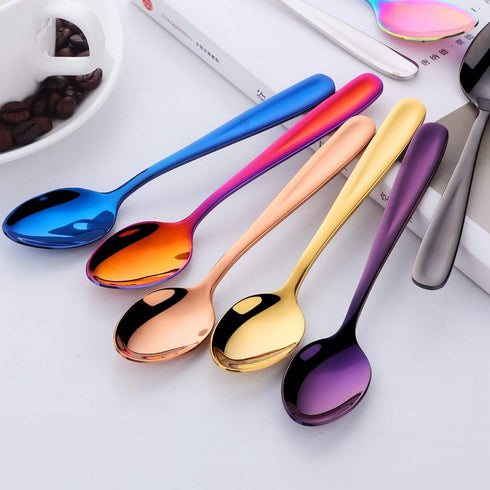 8 Pieces 18/10 Dessert Spoons Teaspoons Small Coffee Spoons Espresso Spoons, 5.5 Inch (multicolor)...