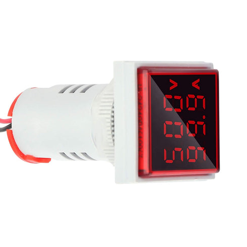 LED Digital Voltage Tester Current Detector Square 22mm Dual Display Panel Voltmeter Ammeter AC 0-100A 60-500V Meter Indicator (Red)...