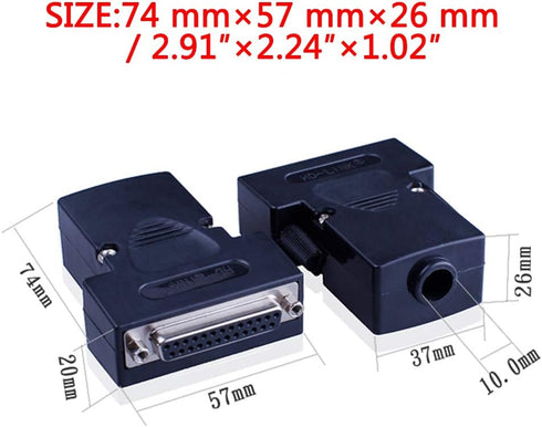 1PCS DB25 Solderless RS232 D-SUB Serial to 25-pin Port Terminal Female Adapter Connector Breakout Board with Case Long Bolts Nuts (Female)...